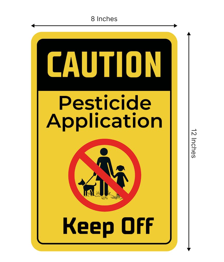 Set of 3 Double Sided 12x8 Inches Caution Application Keep Off Sign with Metal Stakes - Plastic Warning Yard Sign for Lawn Grass - Neighborhood Street Caution Yard Signs - Warning Sign for Outdoor