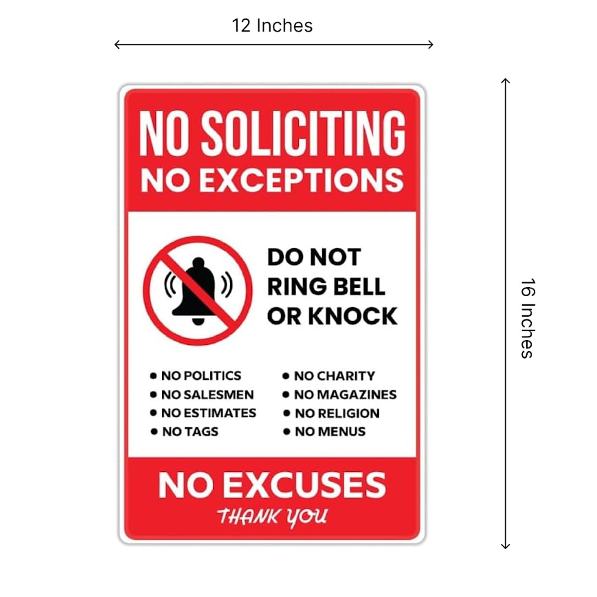 12x16 Inch Set of 3 No Soliciting No Exceptions Sign with Metal Stakes - Funny Decor for Home House Yard - No Exceptions Do Not Ring Bell No Knock Sign - No Excuses Lawn Sign for Outdoor