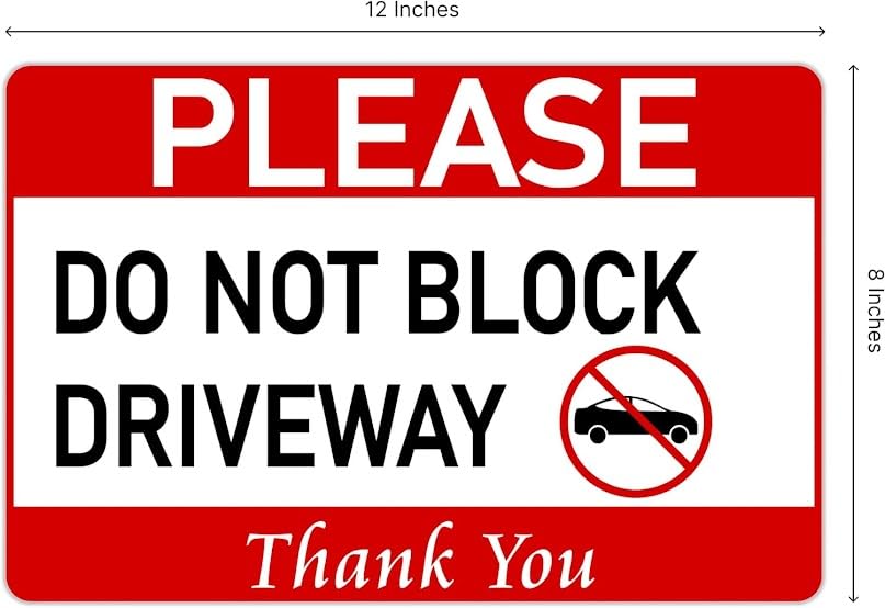 Pack of 3 Do Not Block Driveway Sign12x8 inch with Stake - No Parking Private Driveway Sign - No Parking Signs Will Be Towed - No Parking on Gras Sign - Please Do Not Drive or Park on Grass Yard Sign