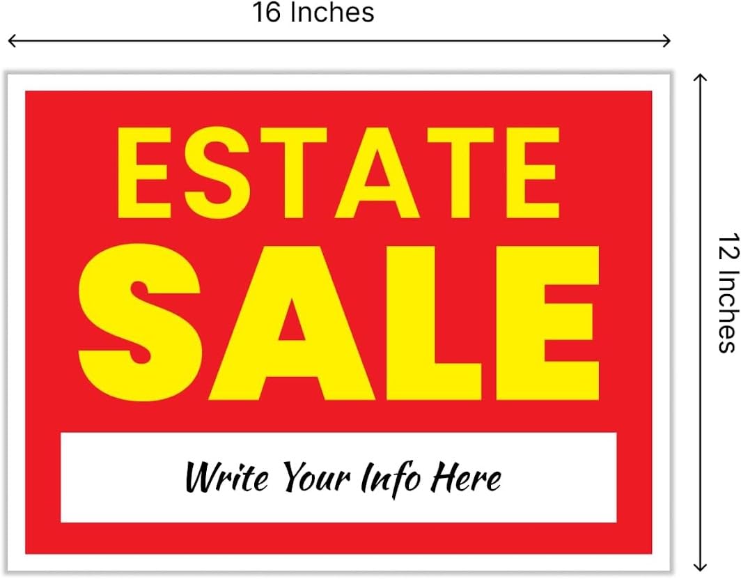 12x16 Inch pack of 3 Double Sided Real Estate Sale Yard Sign - Estate Sale Arrows Signs with Metal H Stakes - House For Sale Signs for Real Estate Agent Realtor Supplies - Real Estate Perfect for Home