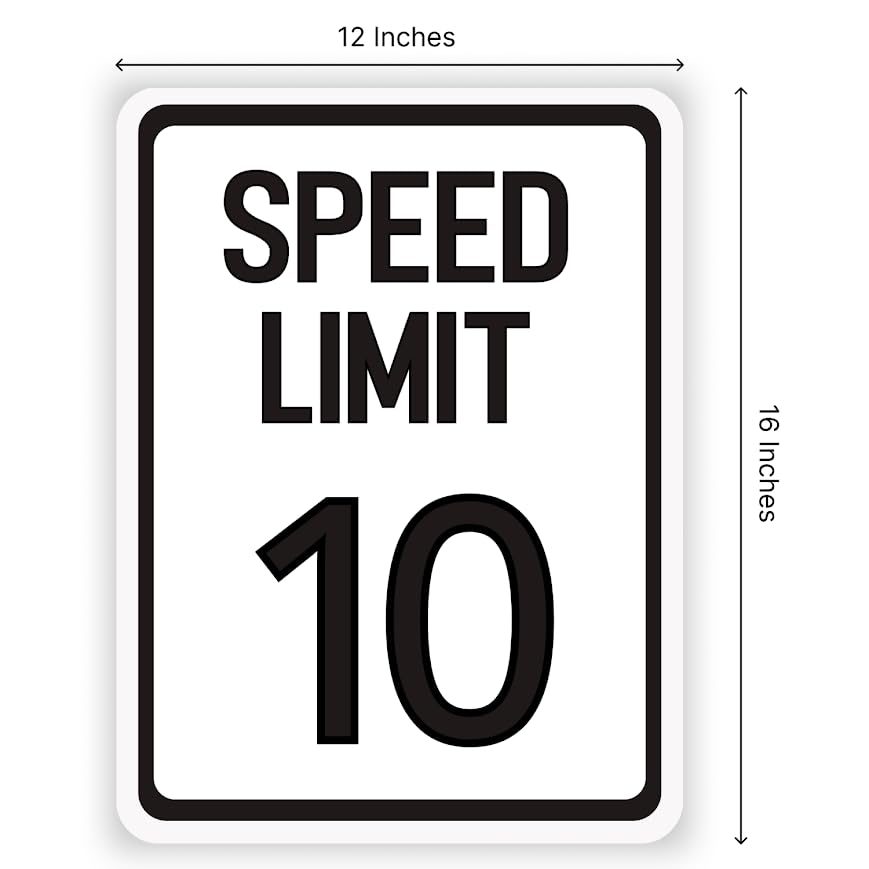 Set of 3 Double Sided 12x16 Inches Speed Limit 10 MPH Sign with Metal Wire H-Stakes - Plastic Slow Down Traffic Sign - Speed Limit Signs Outdoor Use for Neighbour Driveway Yard or School