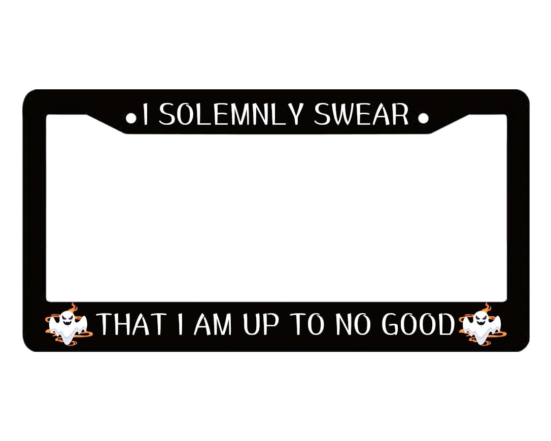 Personalized Car License Plate Frame I Solemnly Swear That I Am Up to No Good - Metal License Plate Frame Car Universal Accessories - Metal Plate Frame with Screws 6 x 12.25 inches