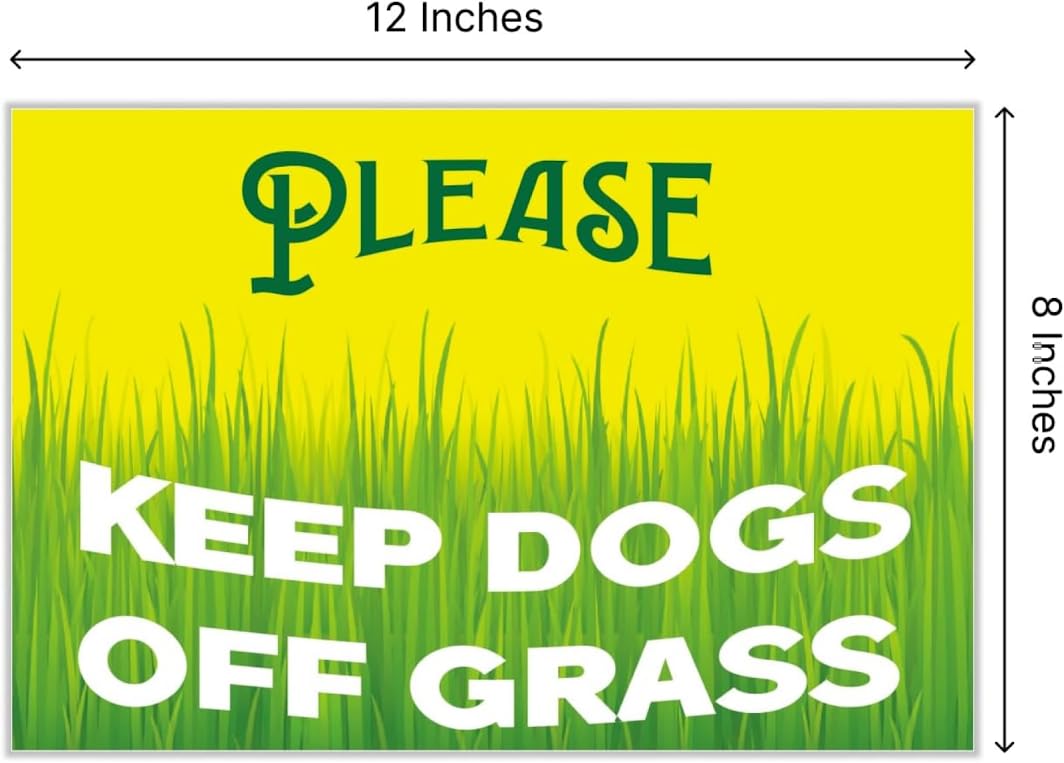 3 Pack Double Sided 12 x 8 Keep Dogs Away From Grass Sign With Stakes - Easy To Insert In Ground Sign - Keep Dogs Out Of Lawn Sign - Keep Neighbor's Dog Out Of My Yard Sign- No Dog Don't Pee Signs