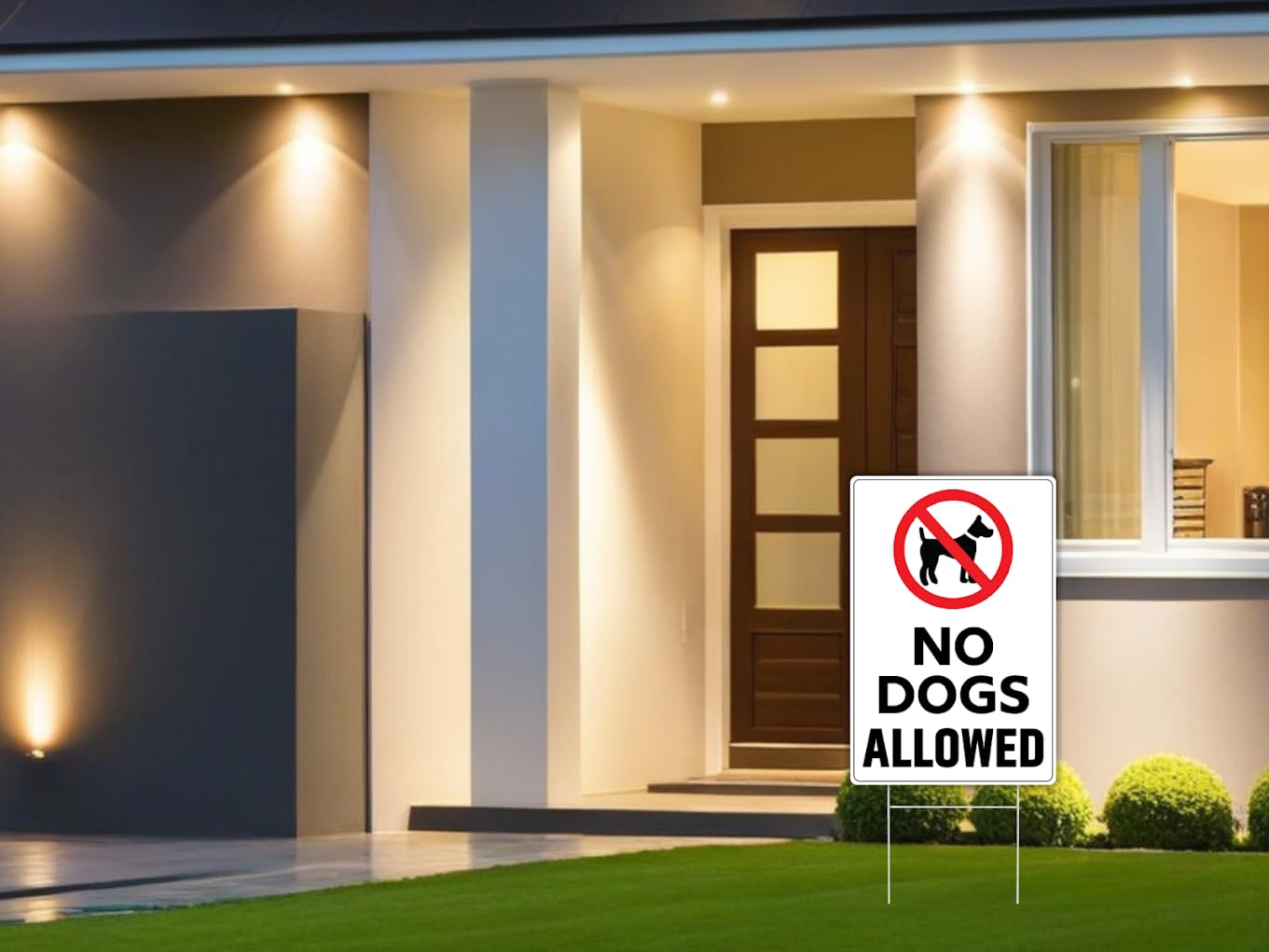 Set of 3 No Dogs Allowed Sign with Stake - 8 x 12 Inch No Pets Allowed Signs - Keep Dogs Off Lawn Sign - No Pooping or Peeing Dog Sign for Yard - Dog Signs For Home Decor - Dogs Off Grass