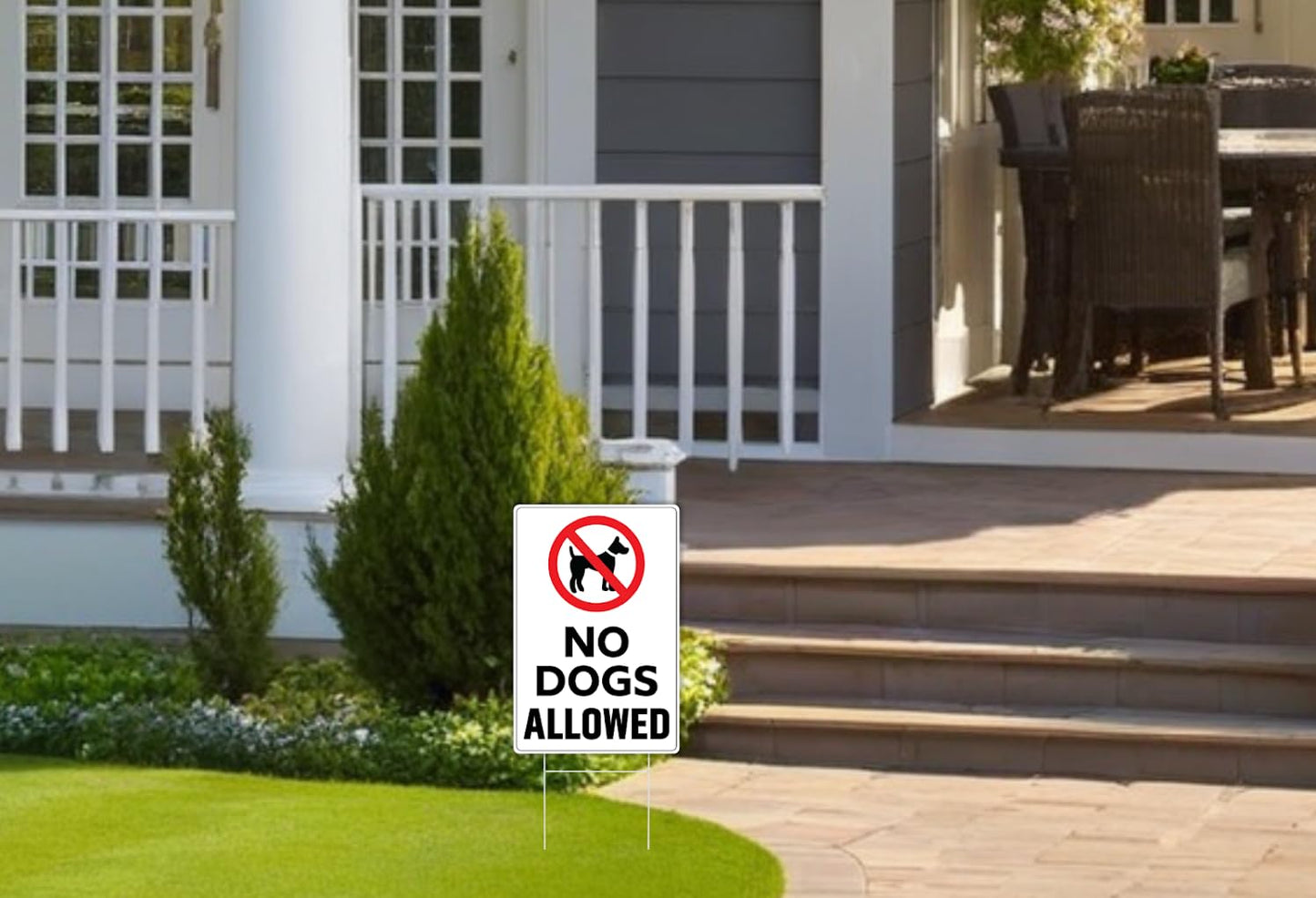 Set of 3 No Dogs Allowed Sign with Stake - 8 x 12 Inch No Pets Allowed Signs - Keep Dogs Off Lawn Sign - No Pooping or Peeing Dog Sign for Yard - Dog Signs For Home Decor - Dogs Off Grass