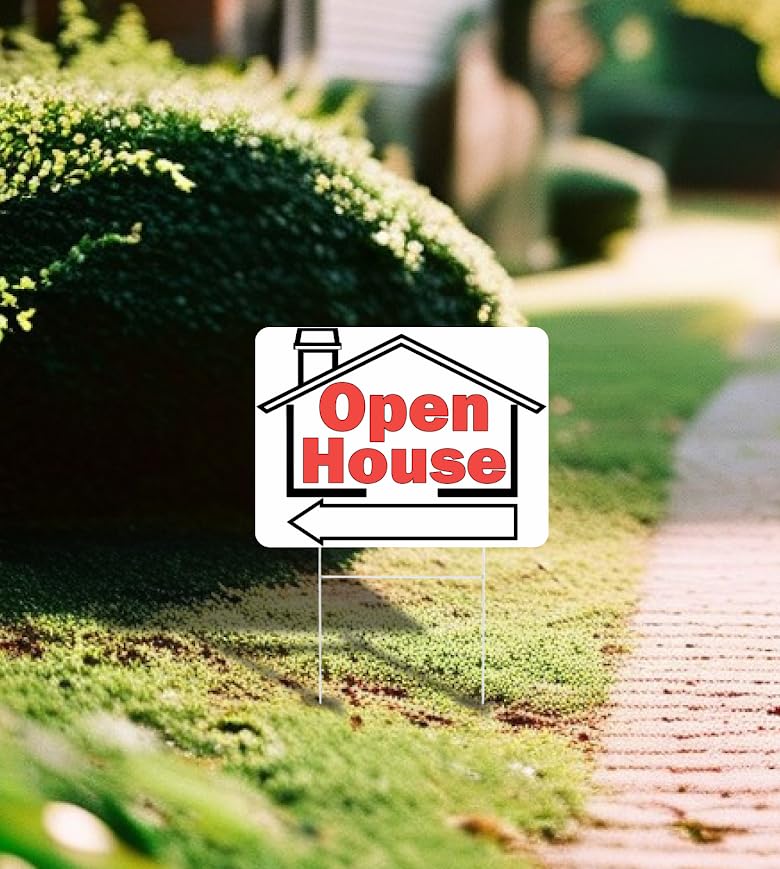 Set of 3 Double Sided 12x16 Inches Plastic Sign "Open House" - Residence Signs for Real Estate - Real Estate Agent Supplies - Signage for Rental Agencies - People Who Want to Sell Their Home