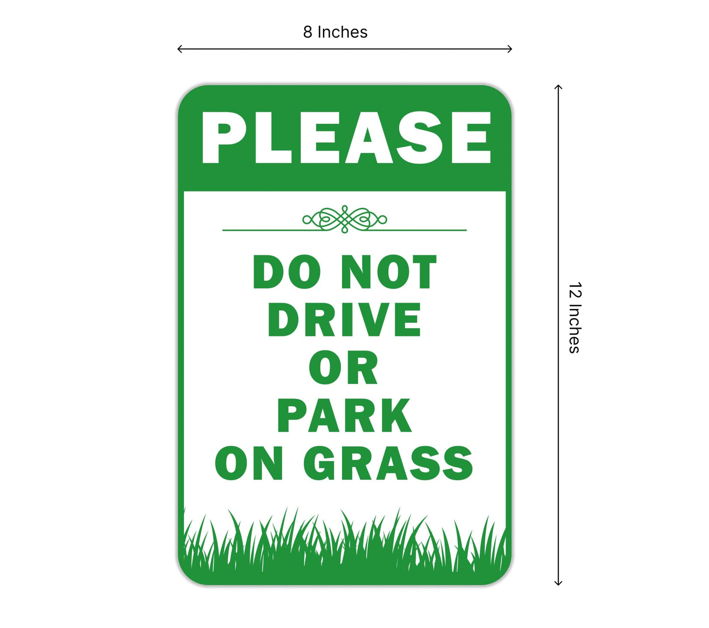 6X Please Do Not Drive Or Park On Grass Signs with Stakes - Plastic Street, Road Private Property No Parking Sign - 12x8 Inch Yard Lawn Stay Off Grass Signs with Stake - Please Keep Off The Grass Sign