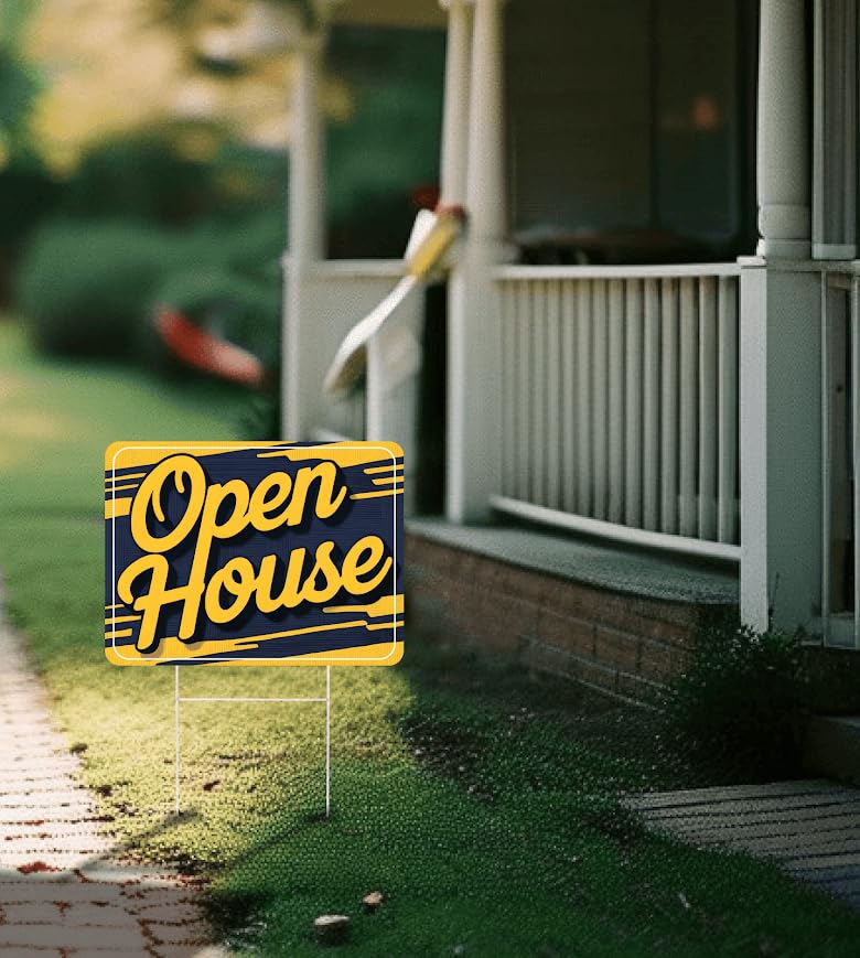 Set of 3 Double Sided 12x16 Inches Plastic Sign "Open House" - For Sale By Owner Yard Signs - Renting Out Through a Real Estate Agency - Signage for Private Real Estate Brokerage Firms