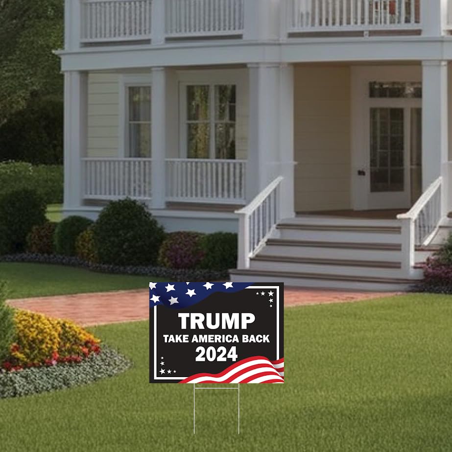 Pack of 3 Trump 2024 Yard Sign - 12x16 Coroplast Donald Trump 2024 Yard Sign Double Sided - President Trump Take America Back - Biden Yard Sign for Republicans - Political Campaign Yard Sign