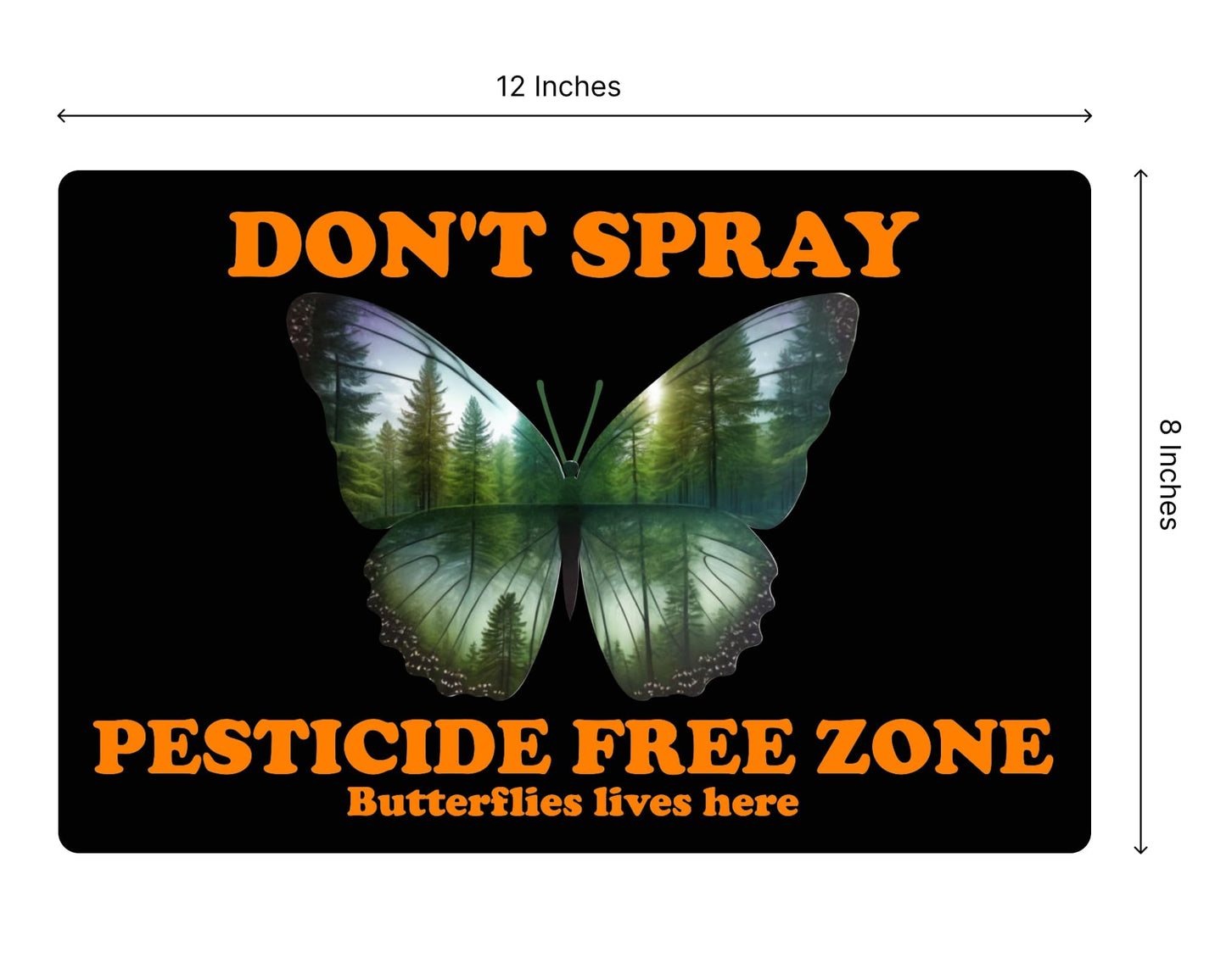 3 Pack 12x8 Inches Dont Spray Yard Sign with Metal Stake - Bilingual Double Sided Butterflies lives here Signs for Outdoor - Plastic Neighborhood Street Caution Yard Signs