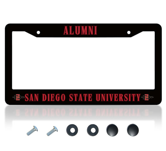 6x12.25 Inch Funny License Plate Frame for US Standard SAN Diego State University - Alumni Text License Plate Frame Stainless Steel for Front - Decor Licenses Plate Frame with 2 Holes and Screws