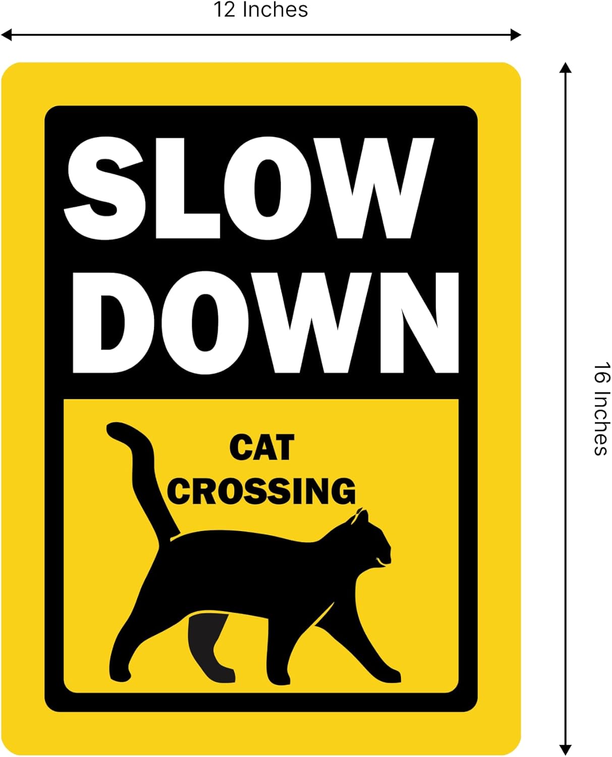 Set of 3 Double Sided 12x16 Inches Slow Down Cat Crossing Sign with Metal Wire H-Stakes - Pets At Play Safety signs for Street Sign - Plastic Street Slow Down Animals Crossing Sign