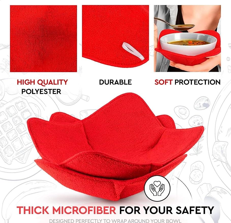 ULVEOL Set of 2 Pink Microwave Bowl Cloth Hot Pads Pot Holders Hot Pad Pot Holder Microwavable Bowl Cozies for Food, Ooma, Ramen Bowl Cozy or Soup Koozie, Good Kitchen Accessories, Gadgets