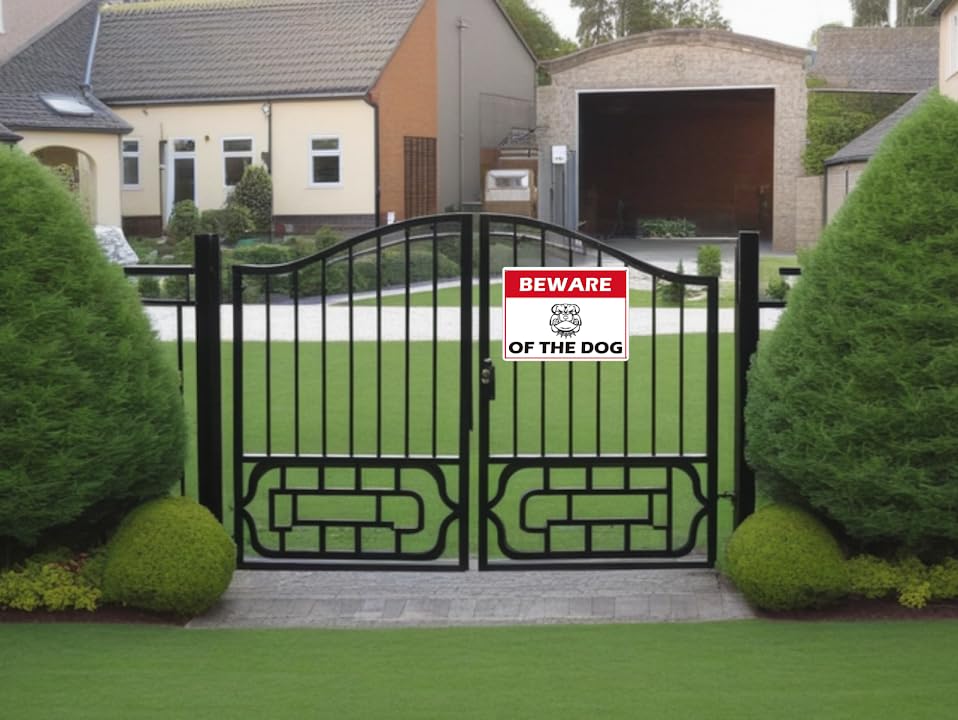 Beware of Dog Sign - German Shepherd Signs for Fence or Wall - Reflective Aluminum Metal Dangerous Dog Warning - Not Responsible for Injury Or Death - Warning Dog Sign for Home - Keep Gate Closed Sign