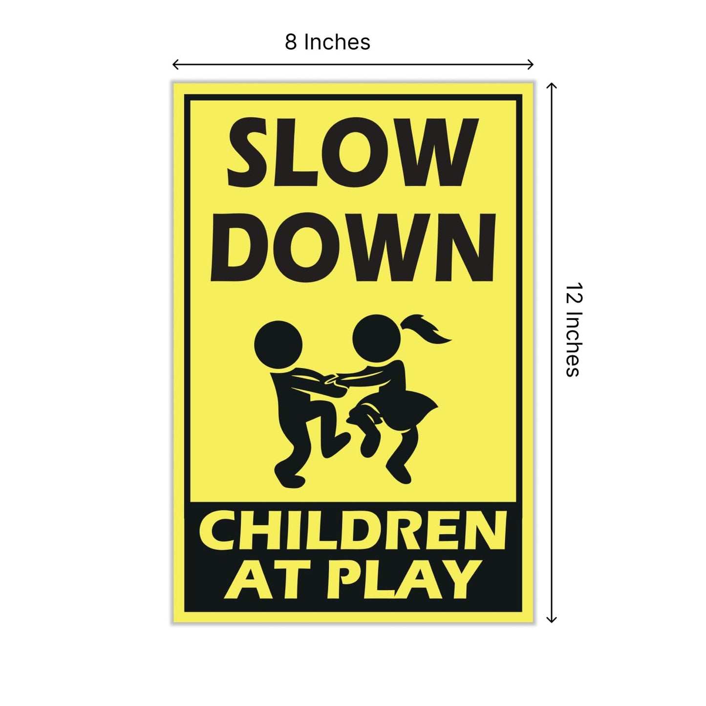 Street Safety Signs with Stakes 12x8 Inch - Attention Kids Playing Road Sign Double Sided - Caution and Slow Kids Playing Standing Sign - Drive Like Your Kids Live Here - Kids in Play Safety Signs