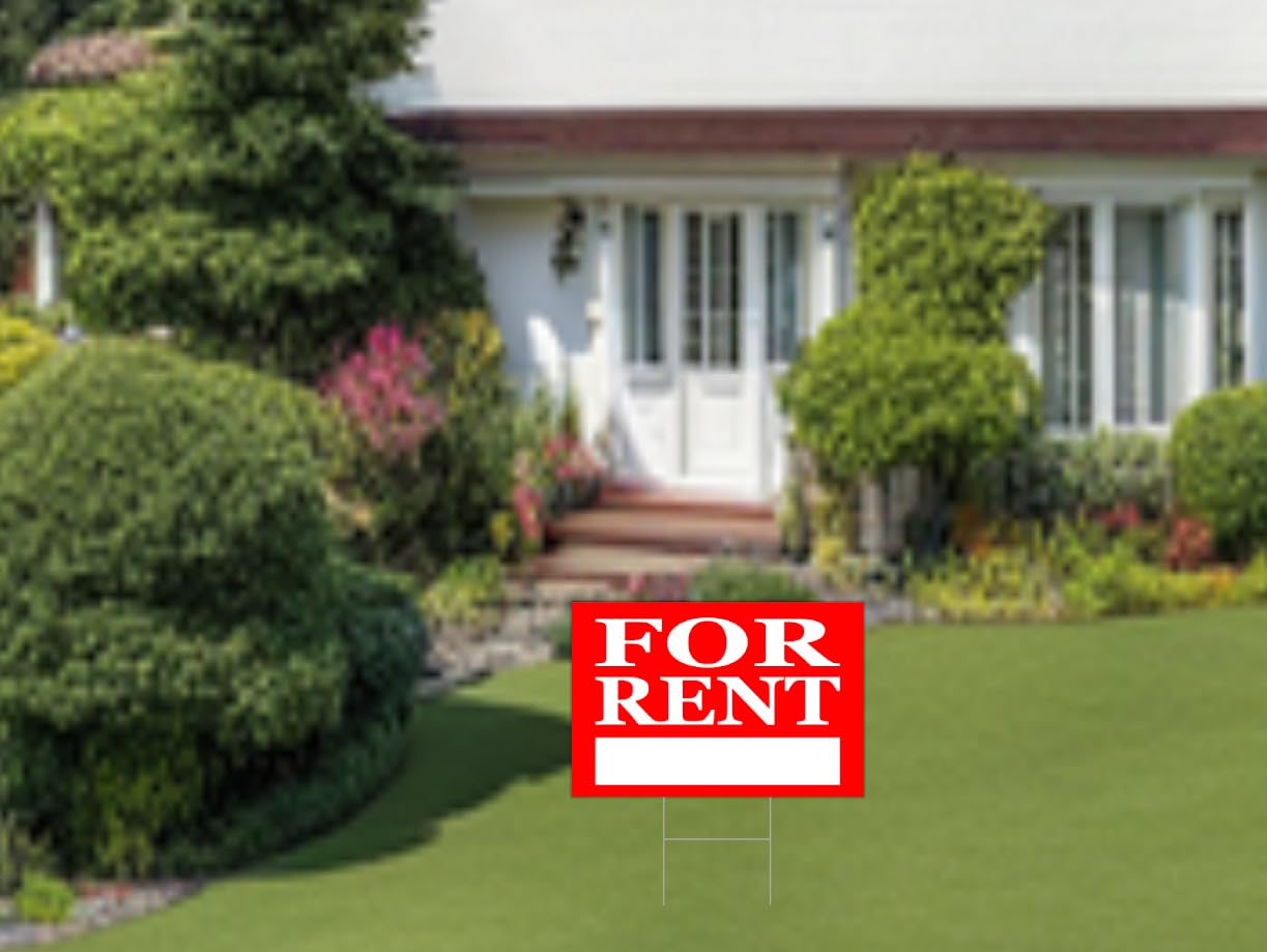 3 Pack 12x8 inch For Rent Sign Single Sided - Home for Rent Lawn Sign for Real Estate Agent, Homeowner - For Rent Rental House Home Apartment Car Auto Store Shops Business - Home Rent For Sale Signs