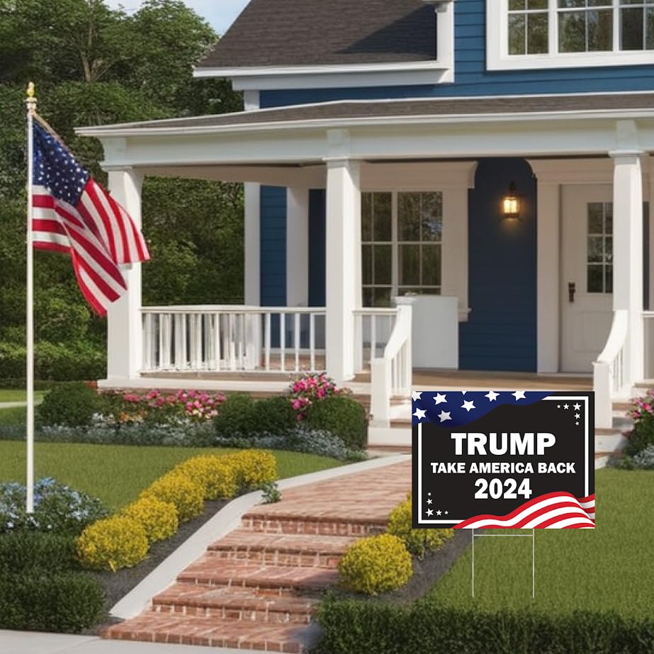 Pack of 3 Trump 2024 Yard Sign - 12x16 Coroplast Donald Trump 2024 Yard Sign Double Sided - President Trump Take America Back - Biden Yard Sign for Republicans - Political Campaign Yard Sign