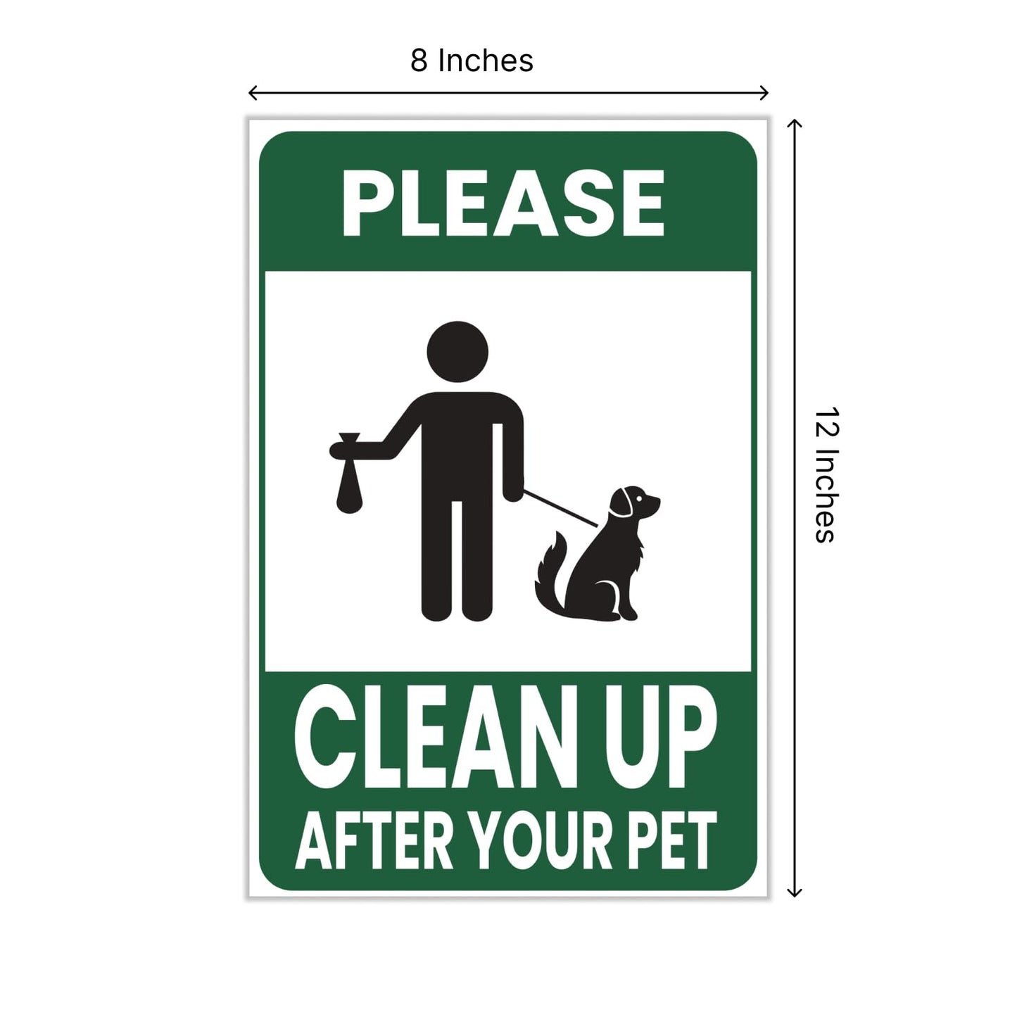 Set of 3 Double Sided Please Clean Up After Your Pet - 12x8 Inch Signs with H-shaped Front Yard Stakes - Pet Signs on the Yard Lawn - Collect Dog Poop and Don't Wet the Lawn - Signs To Curb Your Dog