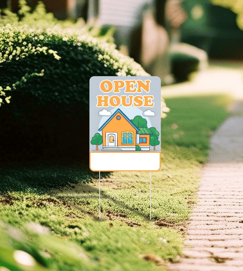 Set of 3 Double Sided 12x16 Inches Plastic Sign "Open House" - Signs for Sale Real Estate Supplies Agents - Directions for Realtors and Broker Agent Seeking Clients - Private Property Sale Signage