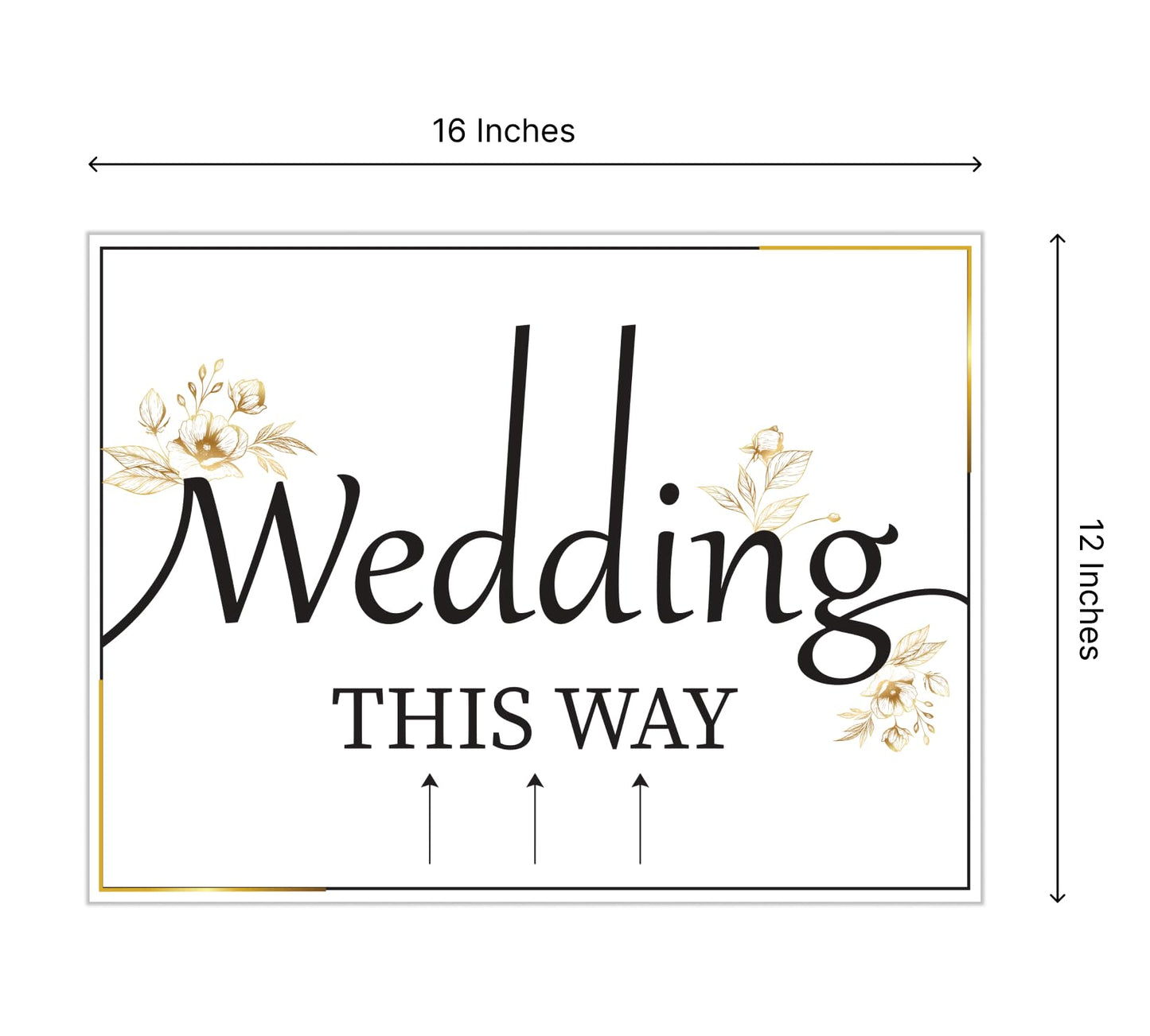 12x16 inch pack of 3 Wedding Direction Arrow Signs - Wedding Directional Arrow Lawn/Yard Signs Decorations - Wedding This Way Plastic Signs with H Stakes - Double-Sided Printed Arrows Wedding Signs