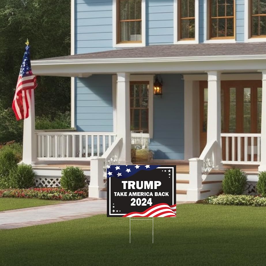 Pack of 3 Trump 2024 Yard Sign - 12x16 Coroplast Donald Trump 2024 Yard Sign Double Sided - President Trump Take America Back - Biden Yard Sign for Republicans - Political Campaign Yard Sign