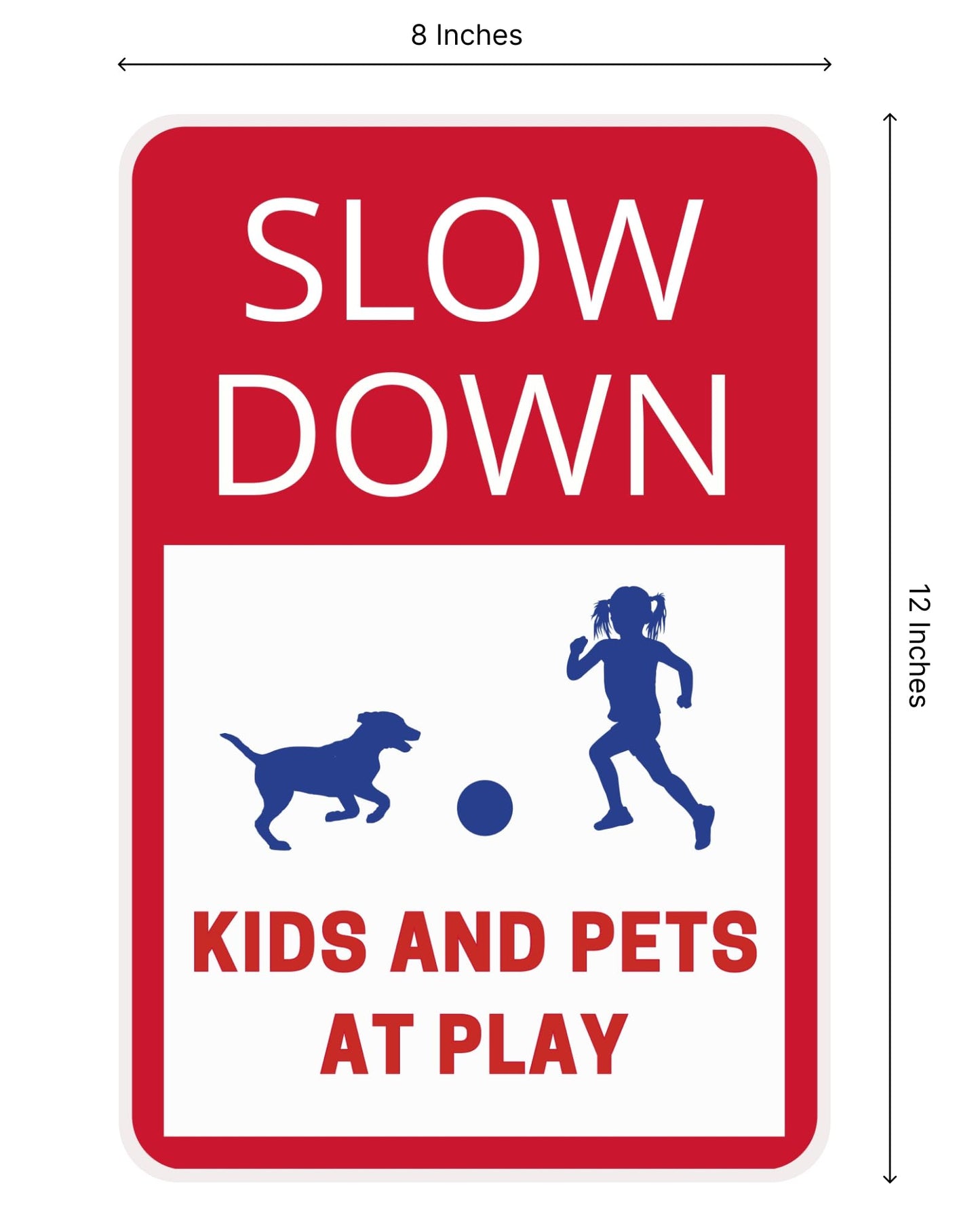 Set of 3 Double Sided Slow Down Kids and Pets At Play Signs with Metal Wire H-Stakes for Street - Children at Play Safety Signs with 12x8 Inches - Kids At Play Safety Signs