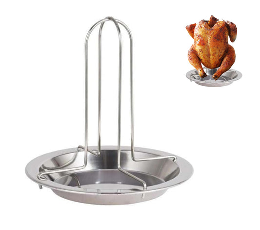 ULVEOL Chicken Roaster Rack Stainless Steel - Turkey Standing Holder with Bowl - Can Chicken Holder Vertical Roasters Racks - Great for Home & Camping - Stand for Grill Oven Smoker - Roasted Cooker