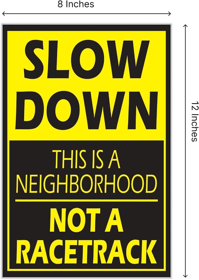 Set of 3 Please Slow Down Signs for Neighborhoods with Metal H-Stake 12x8 - Plastic Double Sided Street Slow Sign - Children at Play Safety Signs for Street - Drive Like Your Kids Live Here Yard Sign