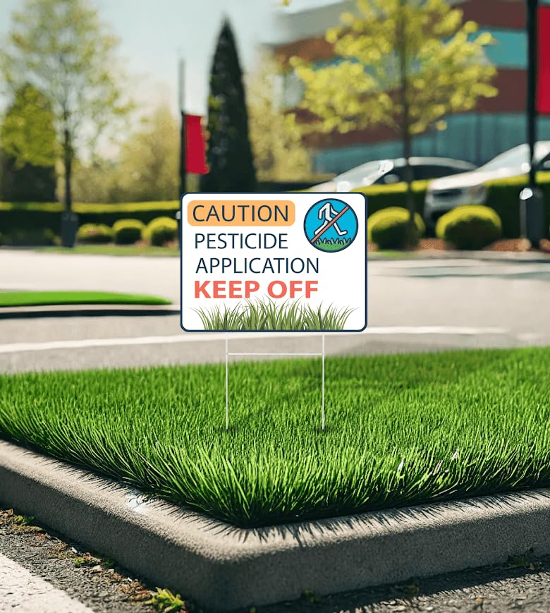 Set of 3 Double Sided 12x8 Inches Plastic Sign "Caution keep off" - Keep off Grass Processed Signs - Please Do Not Spray Wildlife Habitat Signage