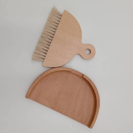 Desktop Table Dustpan and Brush Set for Home - Portable Cleaning Brush and Dustpan Combo with Real Wood - Portable Household Hand Small Dustpan and Whisk for All Clear - Compact Brush for Sweeping