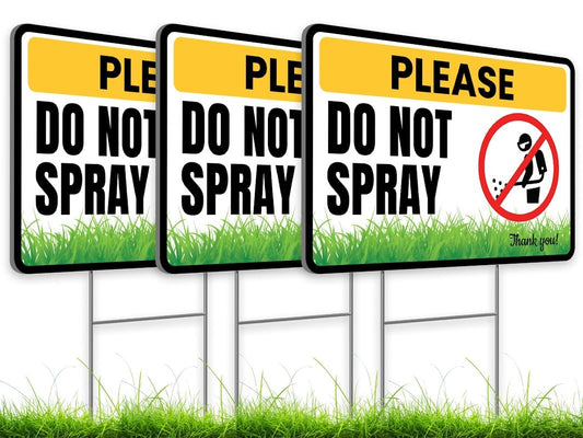 Set of 3 Do Not Spray Sign Thank You with Metal Stakes - Plastics Garden Signs Outdoor or Indoor for Lawn Yard - Neighborhood Street Caution Yard Signs - Garden Markers for Outdoor Lawn