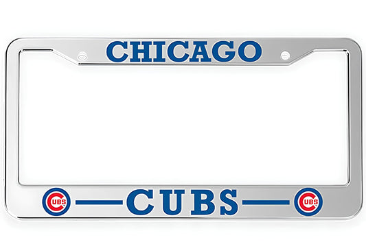 Peace&Love for Cubs License Plate Frames 2 Pack, Silver License Plate Holder Metal, Universal American Tag Frames for All Cars,Waterproof and Anti-Rust, Regular Size