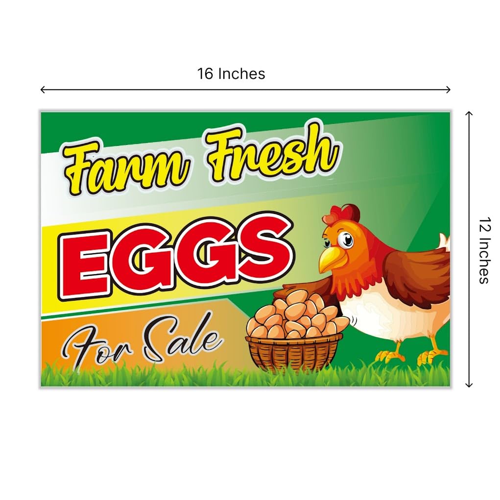 ULVEOL 12x16 Inch Double Sided Coroplast Eggs Sign for Sale Yard - Farm Fresh Eggs Sign, Chicken Coop Decor, Indoor/Outdoor Use, Plastic, 12x16 inches