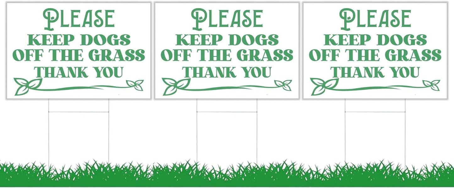 8x12 Inch Please Keep Off Grass Sign with Grass Stakes Pack of 3 - Single Sided No Dog Poop Signs for Yard outdoor - Pick Up After Your Dog Sign - No Pets No Dogs Allowed or Keep Dogs off Lawn Signs