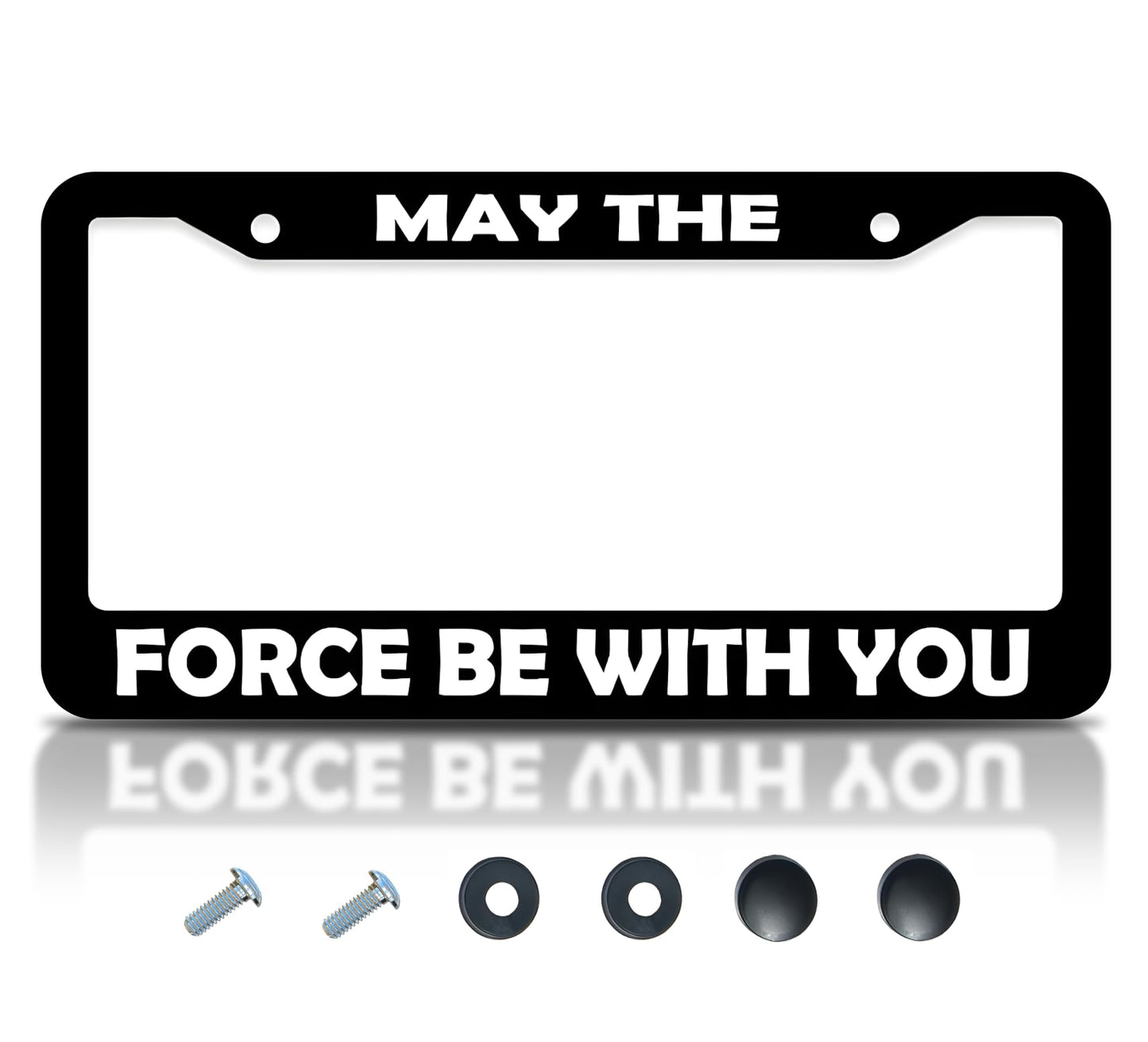 Car License Plate Frame May The Force Be - Standart Cars USA Stainless Steel Frame for Front and Rear - Plate Frame License - Metal Plate with 2 Holes and Screws 6x12.25 inches