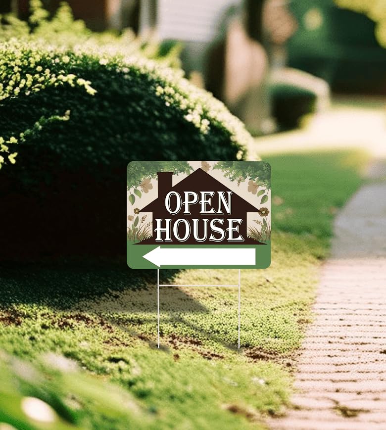 Set of 3 Double Sided 12x16 Inches Plastic Sign "Open House" - Directional Arrows Real Estate Agent Supplies - Signs for Real Estate Which is Put Up for Sale - Sale of Houses for Individuals