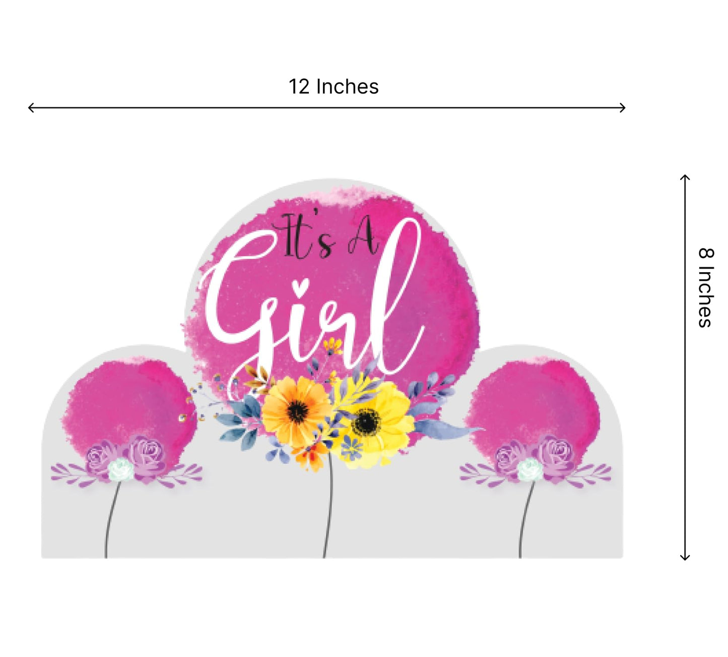 8x12 Inch pack of 3 Double Sided It's A Girl Yard Sign with Stakes - Floral Baby Shower Party Decorations - Welcome Home Baby Lawn Sign - Gender Reveal Party Decorations Supplies for Outdoor Garden