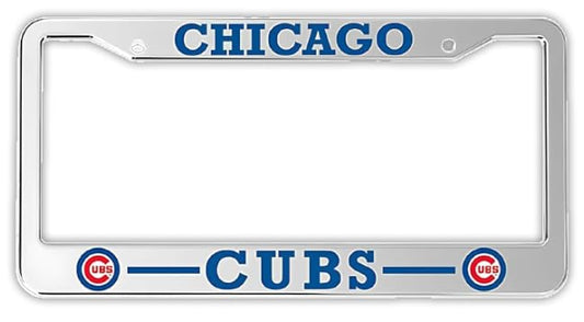 Personalized Car License Plate Frame Chicago - Silver License Plate Holder Metal - Standart Cars USA Stainless Steel Tag Frame for Front and Rear - Universal American Tag Frames for All Cars