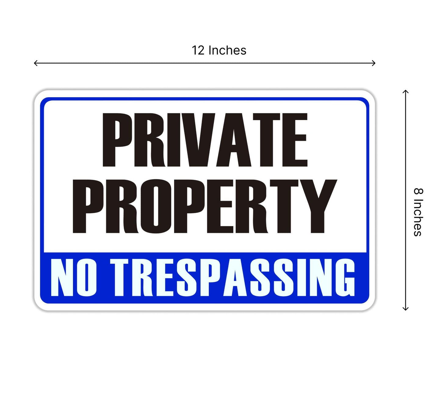 12x8 Double Sided Set of 3 Private Property No Trespassing Signs - Warning Signs Protect Your Home - No Intrusion Signs with Metal H Lawn Stakes - Red Blue and Black - Security and Privacy sign