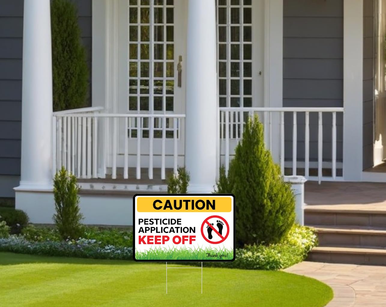 Set of 3 Double Sided Caution Application Keep Off with Metal Stakes - Plastic Street Caution Yard Sign - Plastic Surface Keep off Sign for Lawn Grass Warning - Please Keep All Pets Off The Grass Sign