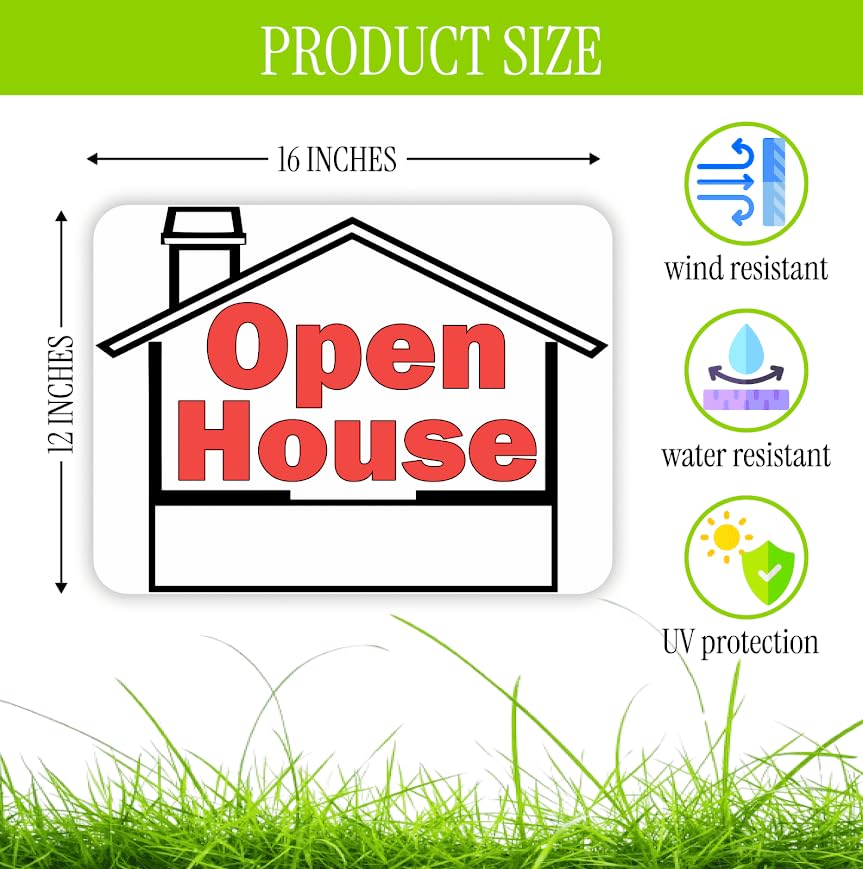 Set of 3 Double Sided 12x16 Inches Plastic Sign "Open House" - Residence Signs for Real Estate - Real Estate Agent Supplies - Signage for Rental Agencies - People Who Want to Sell Their Home