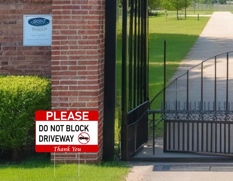 Pack of 3 Do Not Block Driveway Sign12x8 inch with Stake - No Parking Private Driveway Sign - No Parking Signs Will Be Towed - No Parking on Gras Sign - Please Do Not Drive or Park on Grass Yard Sign