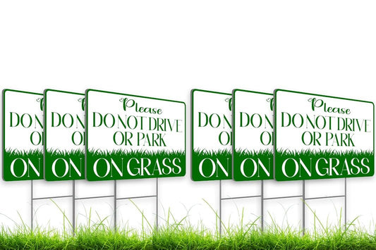 8x12 inch 6X Please Do Not Drive or Park on Grass Yard Plastic Signs - Keep off Grass Double Sided Sign - No Parking Signs with Stand - Stay Off Grass Stay Off Lawn No Parking on Grass Sign for Yard