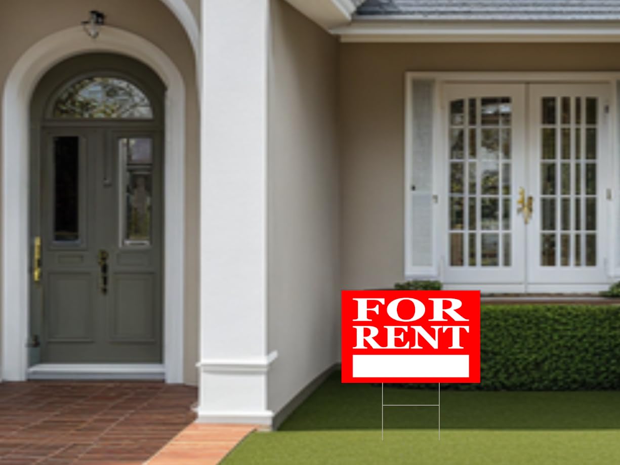 3 Pack 12x8 inch For Rent Sign Single Sided - Home for Rent Lawn Sign for Real Estate Agent, Homeowner - For Rent Rental House Home Apartment Car Auto Store Shops Business - Home Rent For Sale Signs