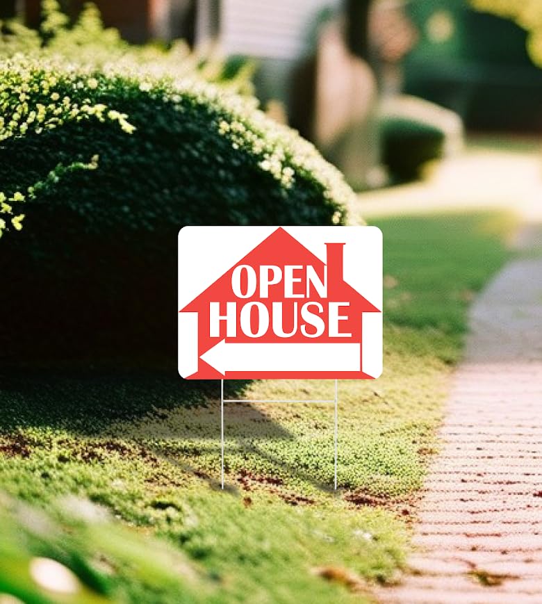 Set of 3 Double Sided 12x16 Inches Plastic Sign "Open House" - Signs Realtor Supplies Real Estate and Sale - Brokerages for Tenants Private Property - Signage Homeowners Selling Their Homes