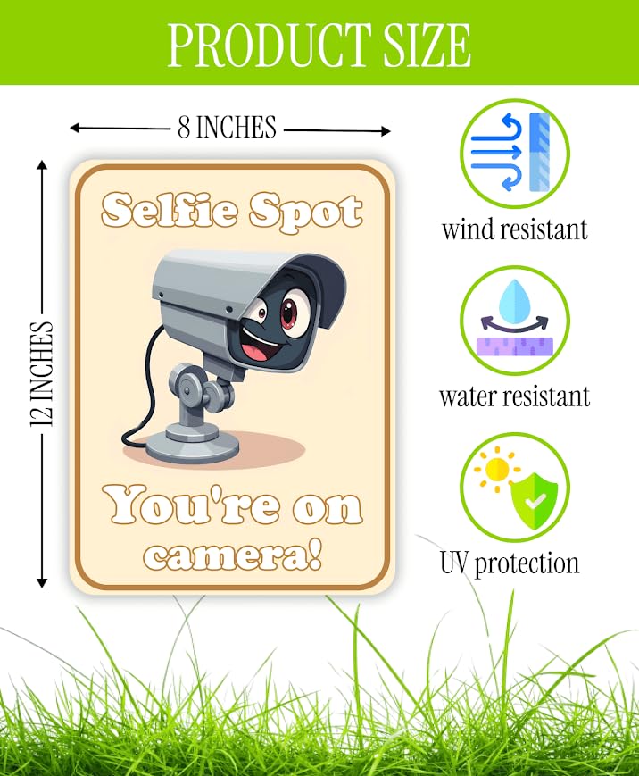 Set of 3 Double Sided 12x8 Inches Plastic Sign "Selfie Spot You're on Camera!" - Video Surveillance Signs Outdoor - No Tresspassing Surveillance Private Property - This House is Under Guard