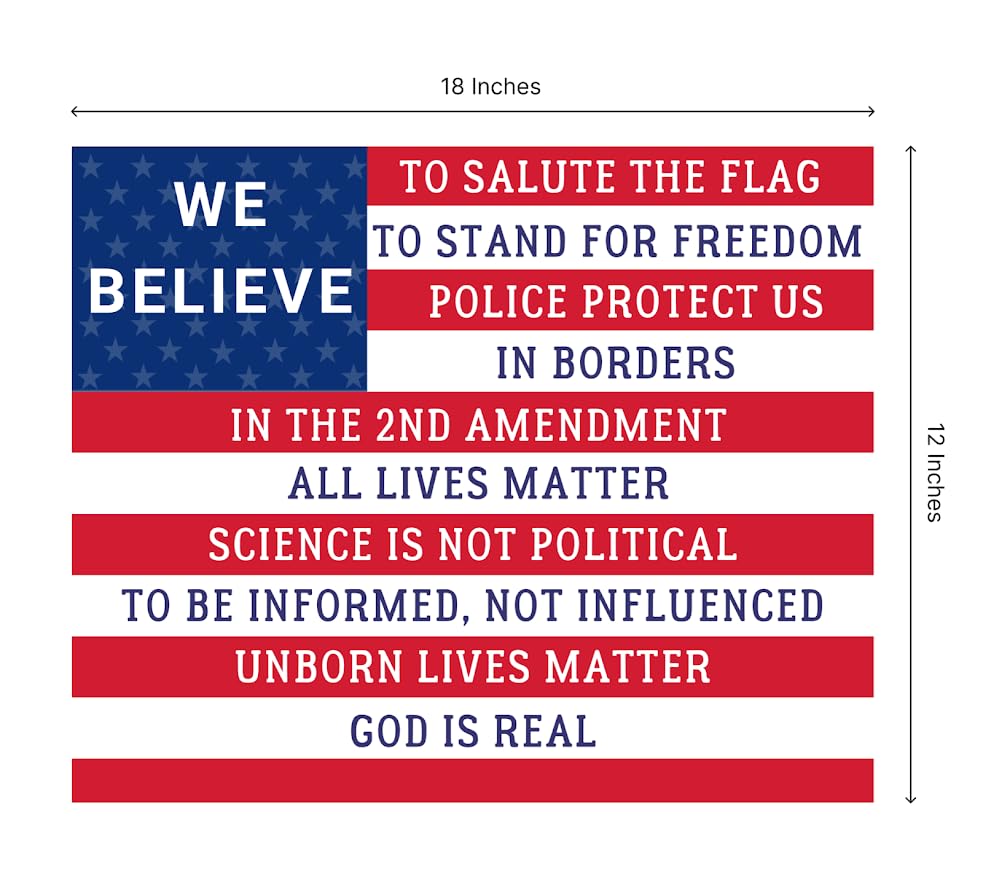 Set of 3 Double Sided 12x18 Inches Conservative We Believe Sign with Metal Wire H-Stakes - 2nd Amendment Signs - Police Protect Us God Is Real - All Lives Matter Yard Sign - Plastic Protest Signs