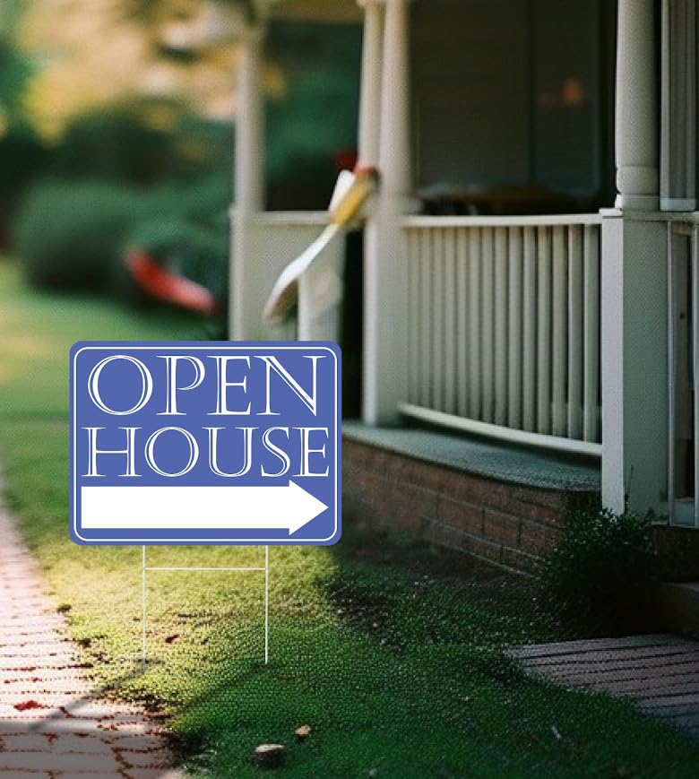 Set of 3 Double Sided 12x16 Inches Plastic Sign "Open House" - Realtor Supplies for Your Yard or Area - Brokerage Companies by Real Estate - Signage Agents for the Sale of Your Property