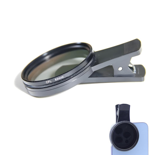 52mm Polarized Smart Phone Universal ND 2-400 CPL Filter Clip Kit for Samsung iPhone Camera Accessories Cell Phone Android Lens Attachments Polarizer for iPhone x Neutral Density Filters Mobile