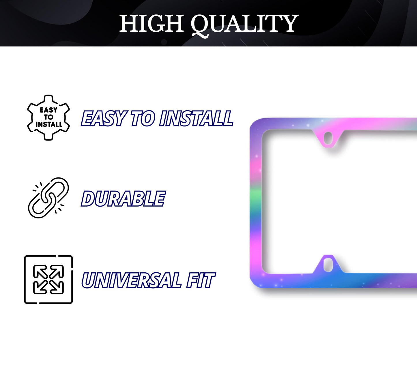 2X Tri-Color Personalized Car License Plate Frame for US Standard Frame - Mountains Metal Car Universal Accessories - Stainless Steel Plate Frame with Screws 6x12.25 inches and 4 Holes and Screw